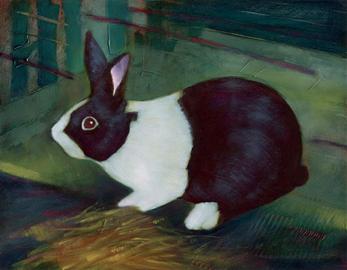 Tuxedo Rabbit - Oil Painting by Alexandria Levin