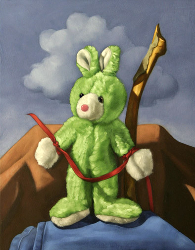Green Rabbit - Oil Painting by Alexandria Levin