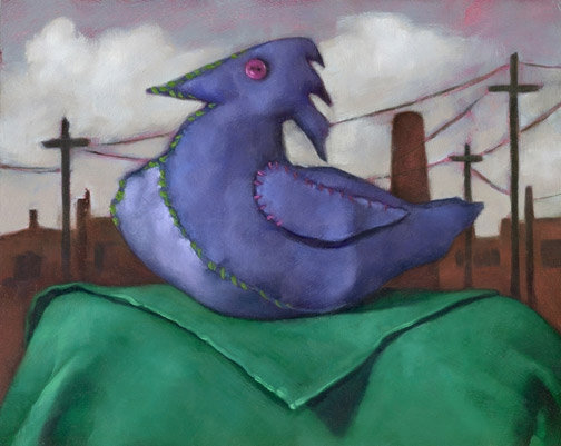 Odd Blue Bird - Oil Painting by Alexandria Levin
