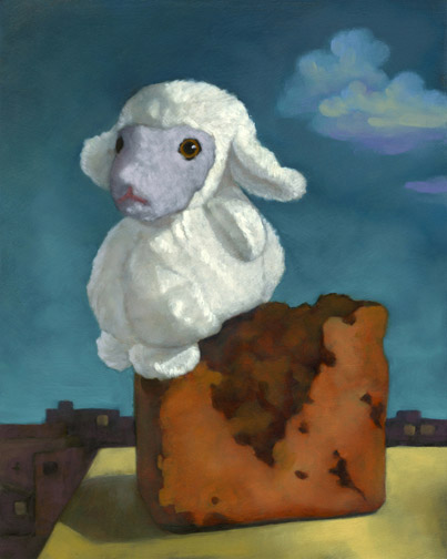 Sitting Sheep - Oil Painting by Alexandria Levin