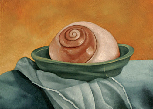 Shell in a Green Dish - Oil Painting by Alexandria Levin