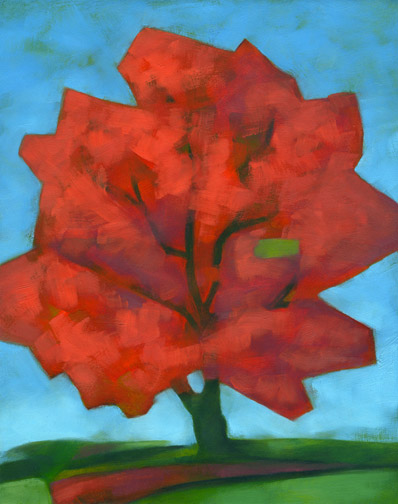 Orange Leaf Tree - Oil Painting by Alexandria Levin