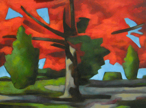 Red Tree - Oil Painting by Alexandria Levin