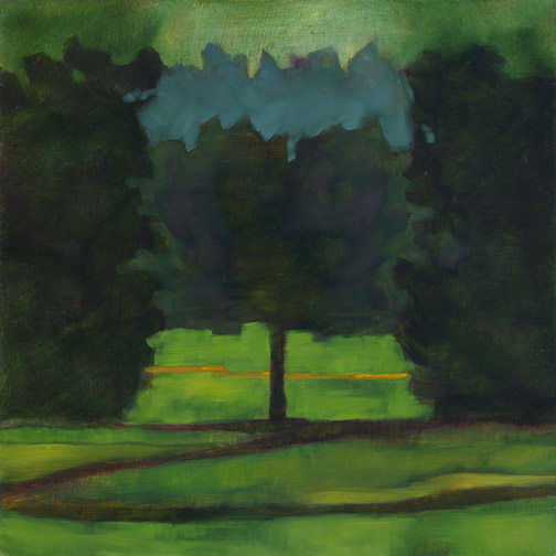 Square Box Tree - Oil Painting by Alexandria Levin