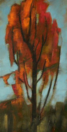 Thin Orange Tree - Oil Painting by Alexandria Levin