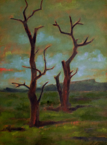 Two Trees - Oil Painting by Alexandria Levin