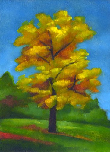 Yellow Autumn Tree - Oil Painting by Alexandria Levin